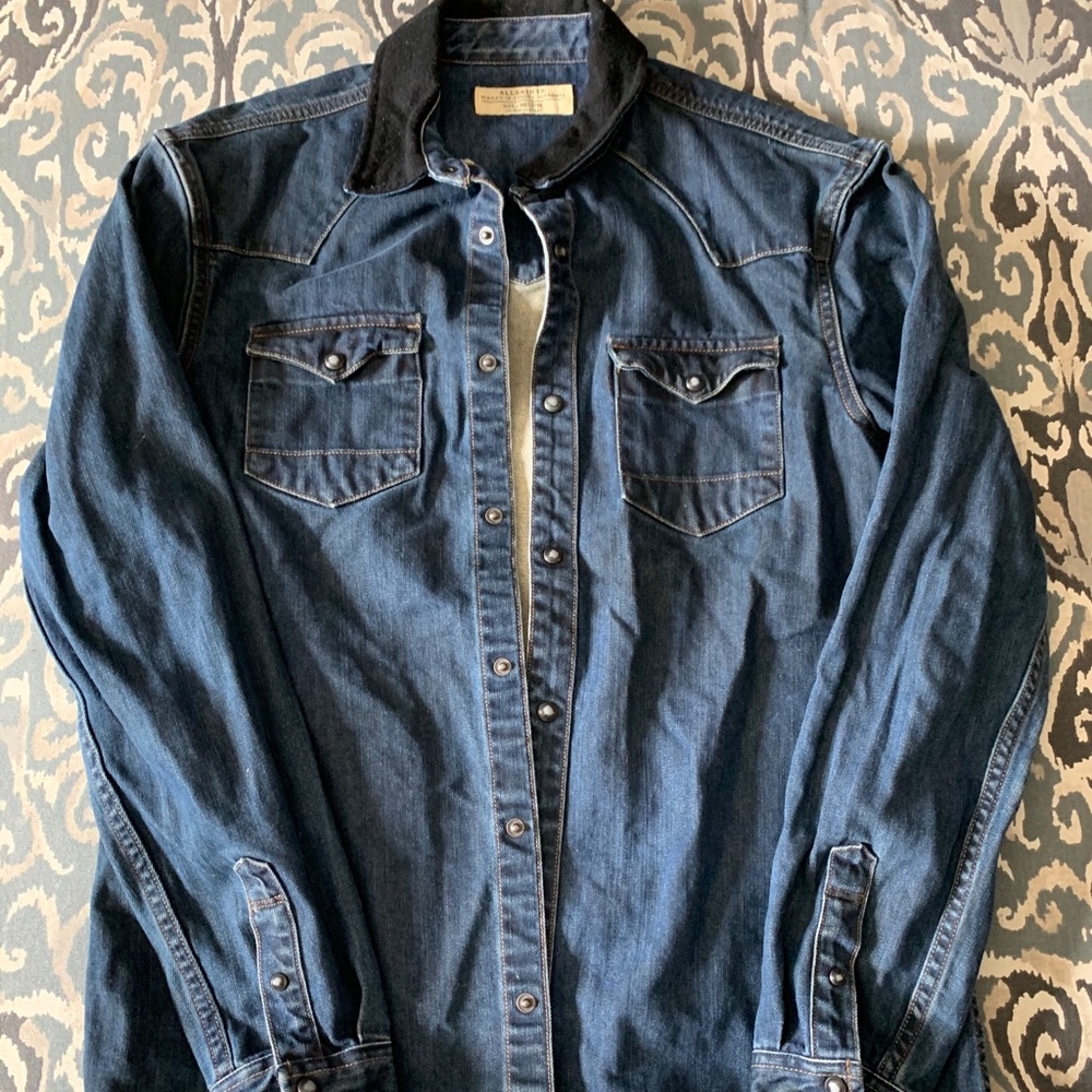 All Saints Denim Shirt size medium button snaps
